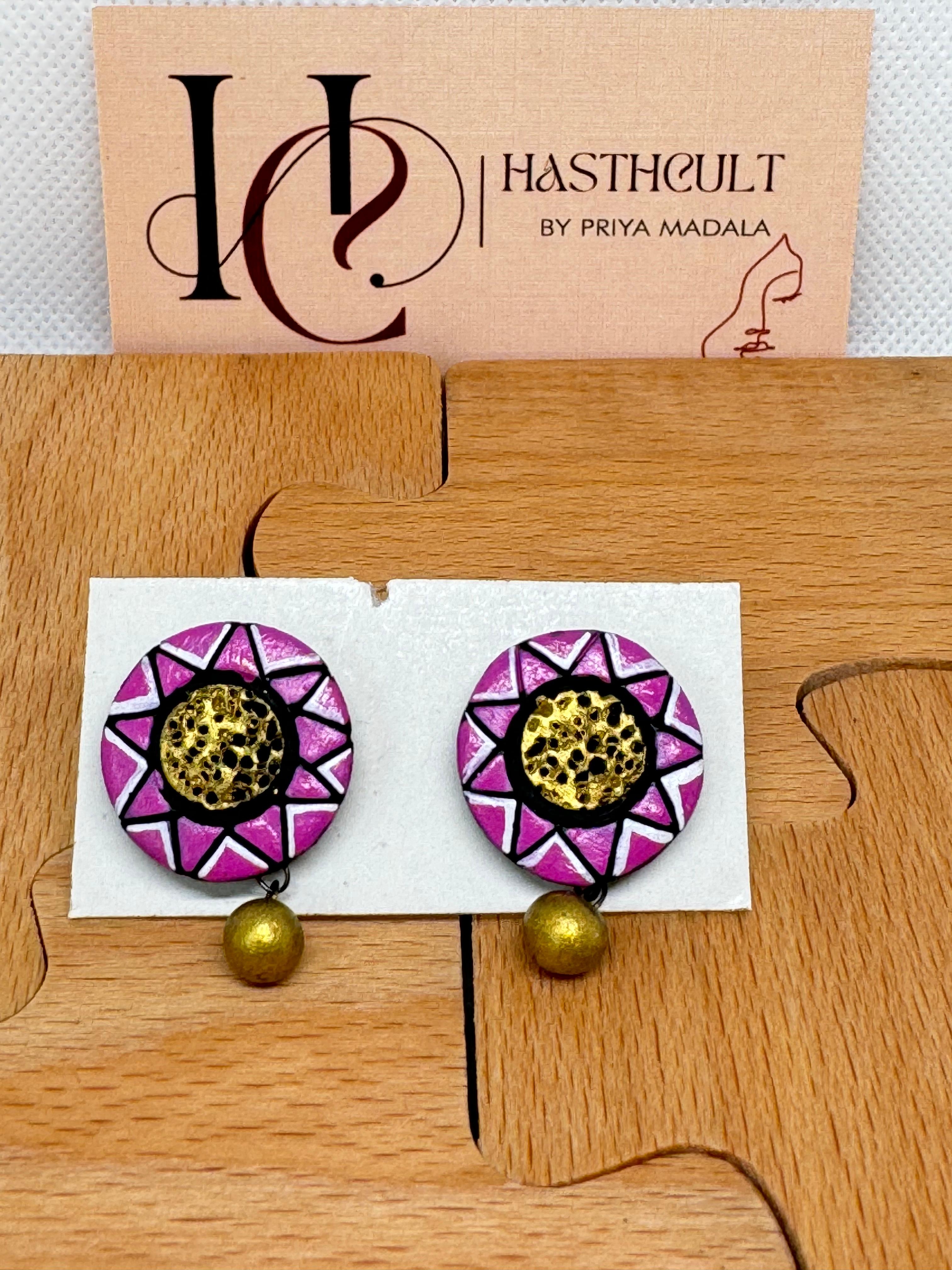 Flower earrings with Dark Purple colors