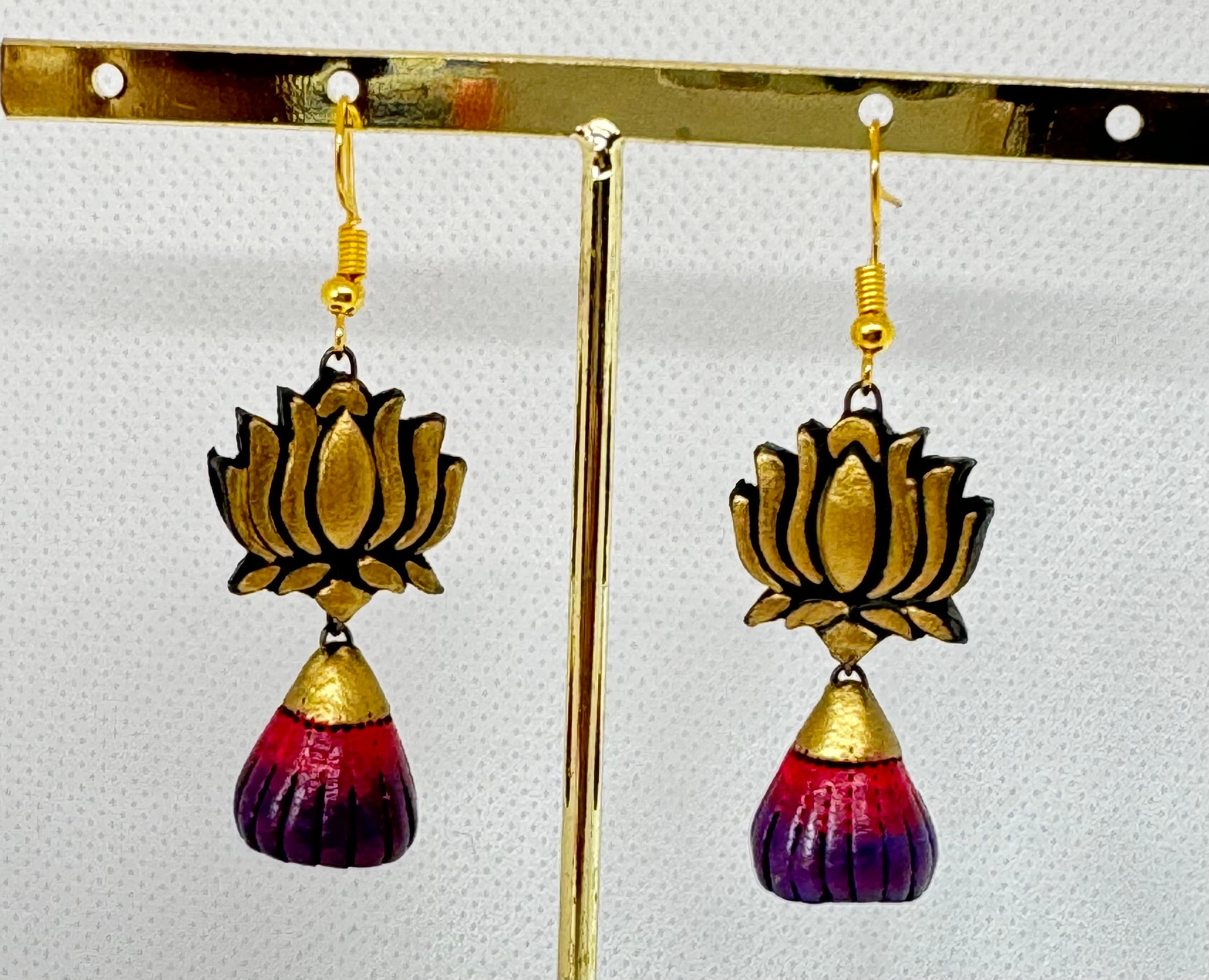 Lotus Jhumka, with Lotus flower design