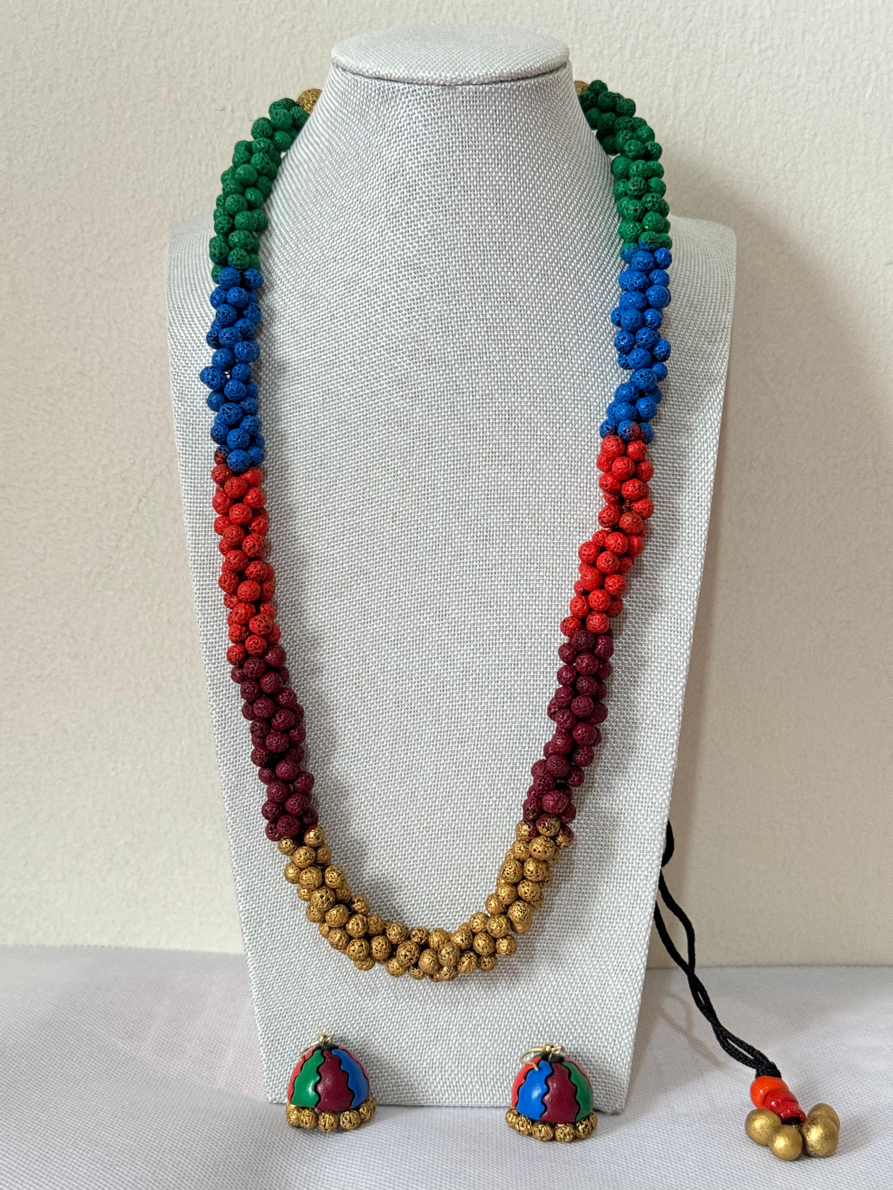 Ramleela beads necklace & earrings with different colors