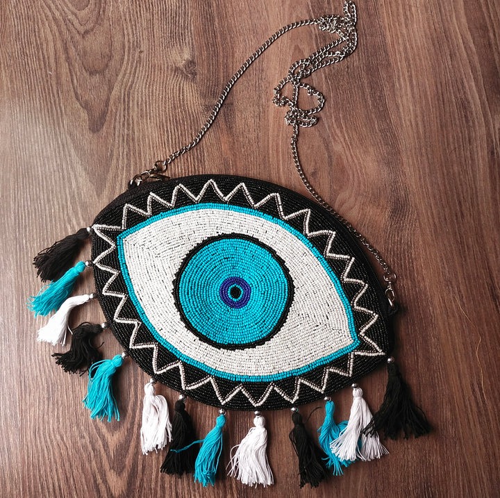 Handbag with Evil eye pupil design, like human eye